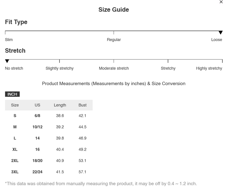 Size Chart for Amelia | Full Size Printed Ruffle Hem Long Sleeve Tiered Dress