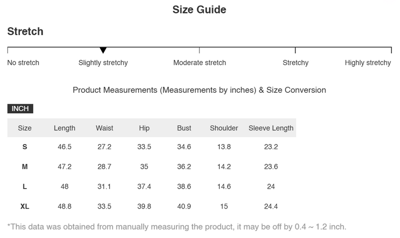 Size Chart for Elina | Textured Long Sleeve Midi Dress