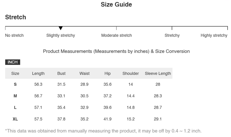 Size Chart for Yasmin | Elegant Ribbed Long Sleeve Mermaid Sweater Dress