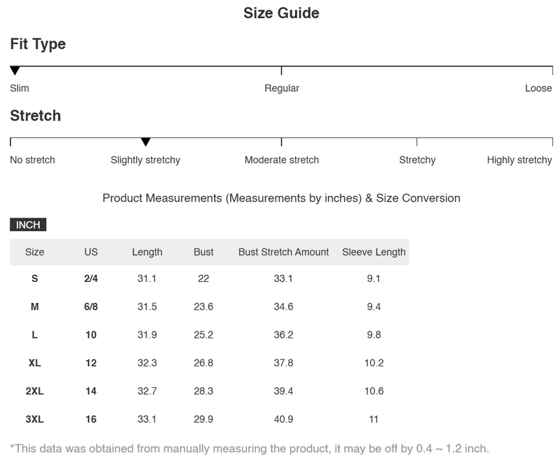 Size Chart for Isabella | Ruffled Off-Shoulder Short Sleeve Dress