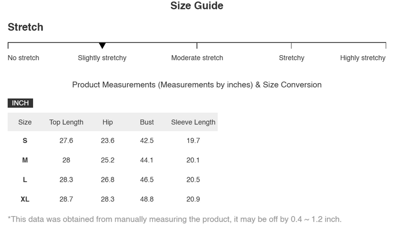 Size Chart for Ella | Contrast Trim Round Neck Sweater Set