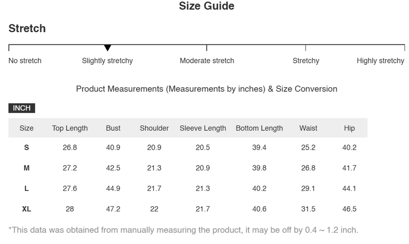Size Chart for Zara | Ribbed Long Sleeve Top and Pants Set