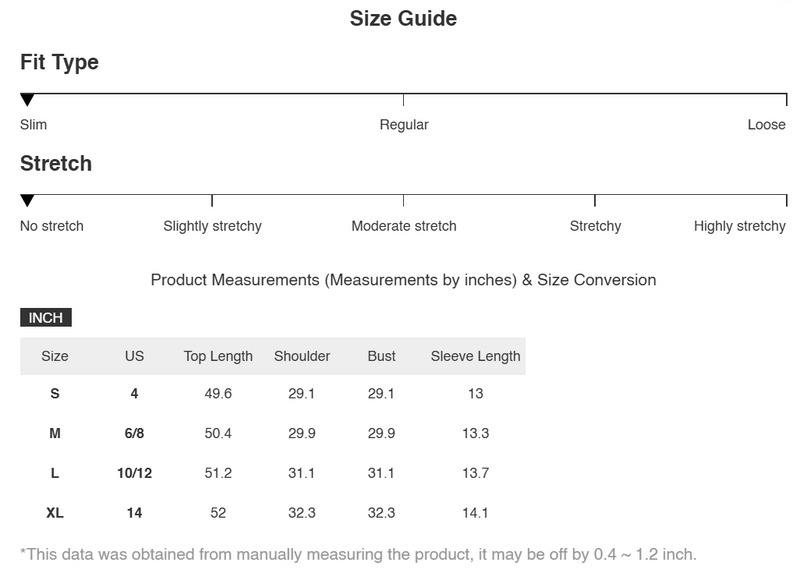 Size Chart for Luna | Printed Open Front Cover Up